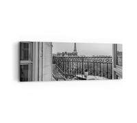 Impression sur Toile 90x30cm Tableaux Image Photo Noir Et Blanc Paris Balcon