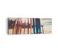 Impression sur Toile 90x30cm Tableaux Image Photo Surf Plage Planche Decoration
