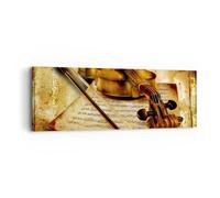Impression sur Toile 90x30cm Tableaux Image Photo Violon instrument notes