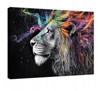 Impression sur Toile Abstrait Lion Noir Moderne 100x75 cm XXL Tableau Décoration Deco Murale Intissée pour Salon Chambre Cuisine