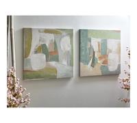 Impression sur toile abstraite, 70 % huile, 70 x 70 cm. Lot de 2 : 70 x 3 x 70 cm.