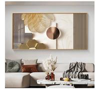 Impression sur toile abstraite Doré et beige Impression géométrique sur toile Pour salon Décoration murale Sans cadre 60x120cm