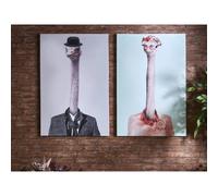 Impression sur toile Autruche 50 % huile 60 x 90 cm. Lot de 2 60 x 3 x 90 cm