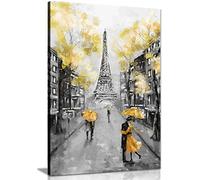 Impression sur toile de Paris jaune noir et blanc (24 x 16)