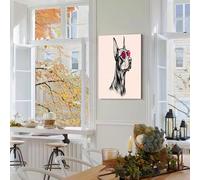 Impression sur Toile Doberman Pinscher Lunettes Soleil Decoration Murale Peinture 70x100cm Tableaux Art Décoratif Portraits D'Animaux Fascinants Muraux Décoration pour Bureau Maison - Sans Cadre