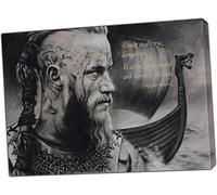 Impression sur toile encadrée avec citation de Ragnar Lothbrok 40 x 30 cm - 18 mm de profondeur