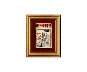 Impression sur toile encadrée en bois S2130 20 x 25 cm | Portrait occidental vintage pour chambre à coucher, bureau, salon, décoration d'intérieur