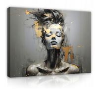Impression sur Toile Femme Art Abstraction Or Béton Moderne 120x80 cm XXL Tableau Décoration Murale Salon Chambre pret a accroche