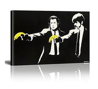 Impression sur Toile Graffiti Art Toile Banksy Pulp Fiction Banana Gun Tableau Pop Art Chambre Enfant Decoratifs Muraux Salon Moderne Decoration Murale (Avec cadre, 80x120cm)