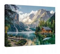 Impression sur Toile Montagne Paysage Moderne 100x75 cm XXL Tableau Décoration Deco Murale Intissée pour Salon Chambre Cuisine