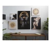 Impression sur toile noir et or, 50 % huile, 60 x 90 cm. Lot de 5 : 60 x 2 x 90 cm
