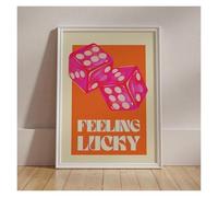 Impression Sur Toile Peinture Affiches De Peinture Sur Toile D'art Mural, Minimaliste Dopamine Éclectique Rose Orange Sentiment De Chance, Affiches Pour Décoration De Salon Et De Maison(30x40cm)