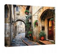 Impression sur Toile Rue italienne Ville Moderne 120x80 cm XXL Tableau Décoration Deco Murale Intissée pour Salon Chambre Cuisine