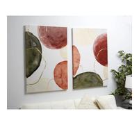 Impression sur toile, sphères abstraites, 50 % huile, 70 x 100 cm, lot de 2, 70 x 3 x 100 cm