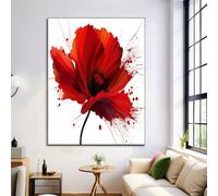 Impression Sur Toile, Tableau Decoration Murale Salon Coquelicot À L'Encre, Plante Aquarelle Impression Sur Toile, Pour Chambre Salon Peinture Tableau Pour Art Déco Murale (Rouge Foncé)