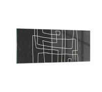 Impression sur Verre 100x40cm Tableaux Image Noir Et Blanc Labyrinthe Ligne