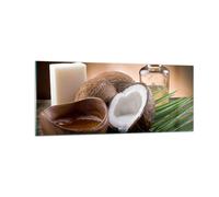 Impression sur Verre 100x40cm Tableaux Image Noix de coco huile savon paume