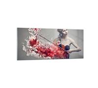 Impression sur Verre 120x50cm Tableaux Image Femme Violon Musique instrument