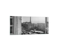 Impression sur Verre 120x50cm Tableaux Image Photo Noir Et Blanc Paris Balcon