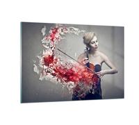 Impression sur Verre 120x80cm Tableaux Image Femme Violon Musique instrument