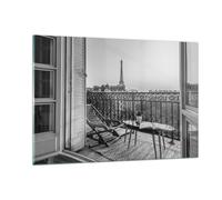 Impression sur Verre 120x80cm Tableaux Image Photo Noir Et Blanc Paris Balcon