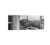 Impression sur Verre 140x50cm Tableaux Image Photo Noir Et Blanc Paris Balcon