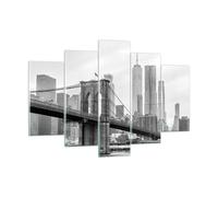 Impression sur Verre 150x100cm Tableaux Image Photo Pont Brooklyn Noir Et Blanc