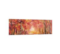 Impression sur Verre 160x50cm Tableaux Image Photo Automne Forêt Rouge