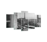 Impression sur Verre 160x85cm Tableaux Image Photo Noir Et Blanc Paris Balcon