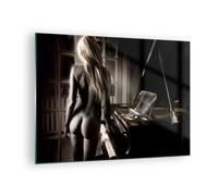 Impression sur Verre 70x50cm Tableaux Image Photo Femme Nu Mystère Decoration