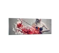 Impression sur Verre 90x30cm Tableaux Image Femme Violon Musique instrument