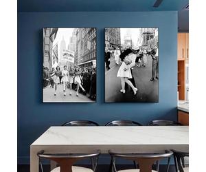 Impressions d'images vintage en noir et blanc, peinture sur toile, skate au travail, économisez de l'essence, affiche, amoureux, baiser, rue, art mural, décoration d'intérieur, 70 x 100 cm, sans cadre