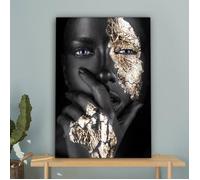 Impressions sur Toile 40x60 cm Decoration Salon Peinture Tableaux Chambre Toiles Maison Femme Or Noir Avec cadre