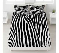 Imprimé Animal, Rayures zèbre Noir et Blanc Drap-Housse 140x190 CM - Parure de lit avec 3D Imprimé Drap de Lit Minimaliste, Moderne, sans Couture Housse de lit Décoration Tendance, Maison Minimaliste