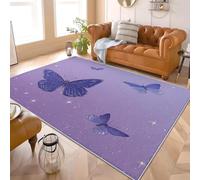 Imprimé Papillon Simple Tapis Antidérapant à Poils Courts 60x90 cm Violet Tapis de Salon et Chambre, Facile d’Entretien, Dos Antidérapant, Décoration Douce pour Enfants et Animaux