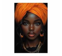 ImpriméE De Femmes Noires Africaines Peinture Sur Toile Portrait Élégant photos peintures sur toile Décorations d’intérieur murale pour le salon(Orange 93)-30x45cm Sans cadre