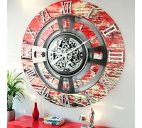 ImprovingLife The Gears Clock Real Moving Gear - Horloge murale ligne Angleterre (rouge lava, 60 cm)