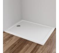 IMPTS Receveur de douche 90 x 100 x 4 cm - Kit complet - Carré - Extra plat - Rectangulaire - En acrylique - Blanc - Pour paroi de douche, cabine de douche - Avec bonde