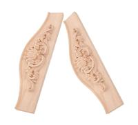 IMUSINICE 2 Pièces Applique pour Meubles, Incrustation de Bois à Motif Floral, 29x8cm, Bois, Ornementale, pour Portes de Placard et Commodes, Salon et Chambre, Style Européen Classique