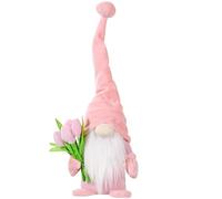 IMUSINICE Décor de GNOME Résistant à l'usure en Tissu et Coton PP Tulipes Roses, Poupée Créative pour Décoration de Vitrine ou Fête des Mères