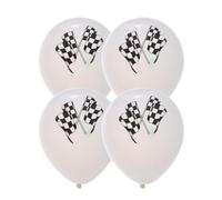IMUSINICE Lot de 15 Ballons en Latex Noir et Blanc Confettis Paillettes Drapeau de Course pour Décoration de Fête Polyvalente et Attrayante