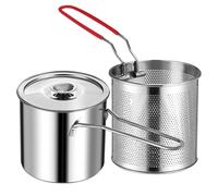 IMUSINICE Marmite de Friture Ensemble 3 Pièces avec Panier Filtrant Compact 12l en Acier Inoxydable 304 pour Petits Appartements et Cuisson Mobile
