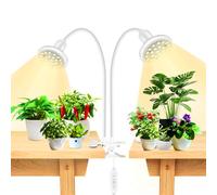 IMVSINCERE Lampe Horticole 20W LED spectre complet pour Plantes d'Intérieur avec 2 Ampoules de Culture LED 3500K+660nm E27 avec minuterie 4/8/12H Toutes phases de croissance - Blanc