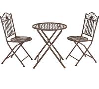 In And OutdoorMatch Bistro-Set Eska - Table de jardin en métal - avec 2 chaises de jardin - marron - métal stable - résistant aux intempéries