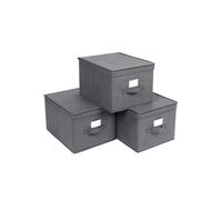 In And OutdoorMatch Boîte de rangement moderne Jonias - 3 pièces - Avec couvercle - Boîte de rangement - Bac de stockage - Gris - 40x25x30cm