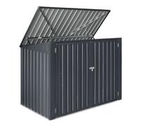 In And OutdoorMatch Conteneur Conversion Nera - Gris foncé - 112-131 x 173 x 101 cm - résistant aux intempéries - avec couvercle - acier galvanisé