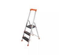 In And OutdoorMatch Echelle Arnold - avec 3 marches - échelle en aluminium - marches de 12 cm de large - avec cannelures - pieds antidérapants - avec main courante - porte-outils - charge max. 150 kg 