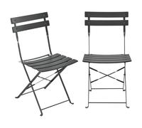 In And OutdoorMatch Ensemble Bistro Shenna - Table de jardin en métal - avec 2 chaises de jardin - Gris foncé - Acier - Pliable