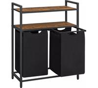 In And OutdoorMatch Trieur à linge Loda Remington - 2x46L - 2 compartiments - Panier à linge - Noir - Rectangulaire