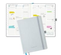 IN-LUXPRO Agenda 2026 2027: Agenda Semainier de Luxe et Carnet de Notes A5 Moyen(21,9x16,2 cm)18 Mois Scolaire Vertical Planner(Du Juil.26 à Déc.27), cuir PU premium, Bleu glace pâle